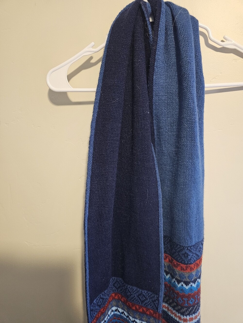 Blue Patterned Fringe Scarf - Picture 2 of 2